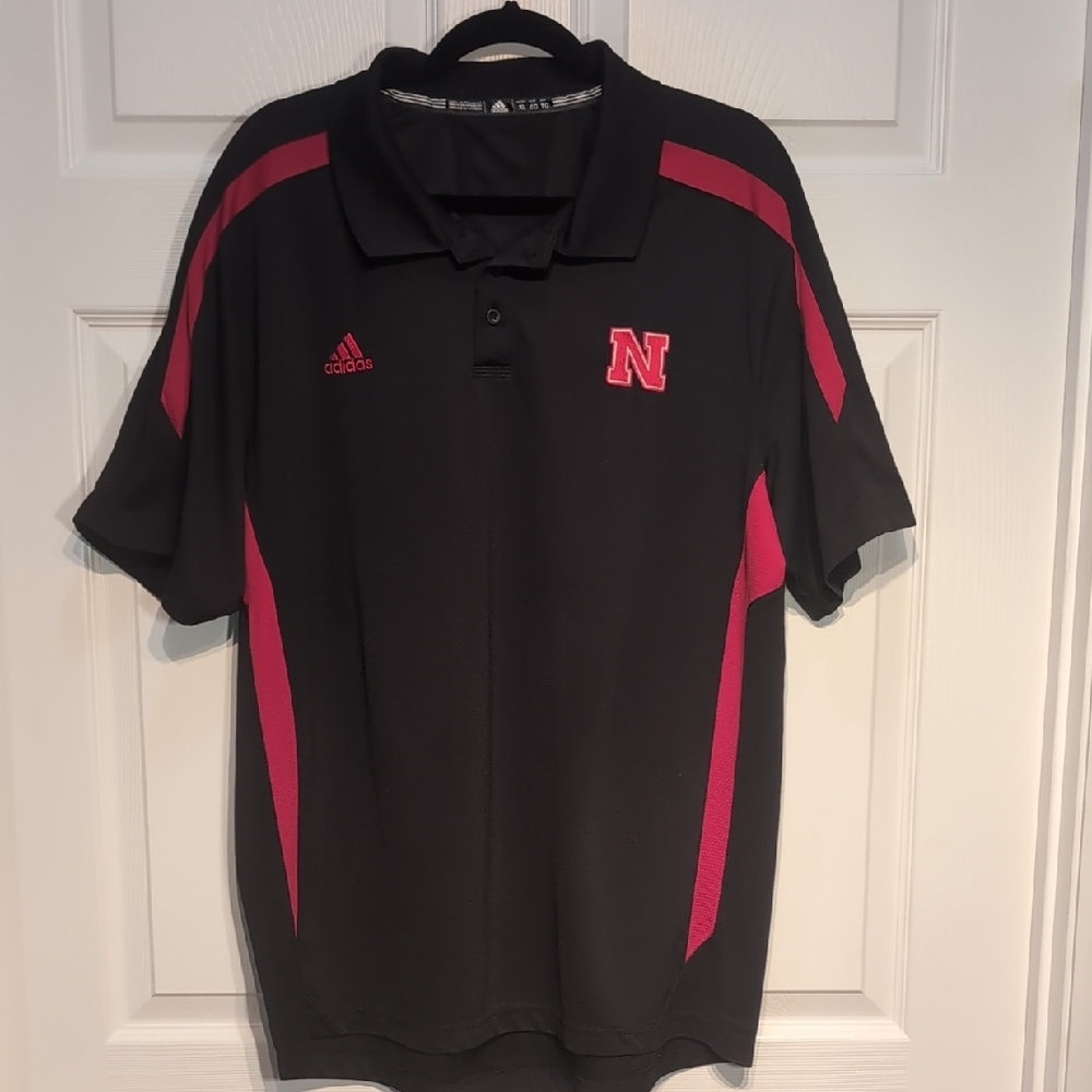 Adidas Black and Red Polo Shirt